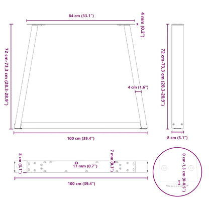Eettafelpoten V-Vormig 100X(72-73,3) Cm Staal Wit 100 x (72-73.3) cm