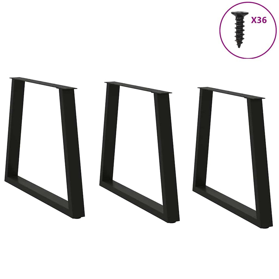 Eettafelpoten 3 st V-vormig 70x(72-73,3) cm staal zwart
