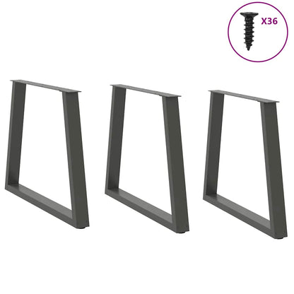 Eettafelpoten 3 st V-vormig 70x(72-73,3) cm staal antraciet