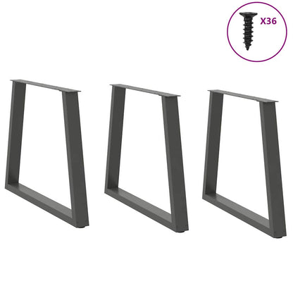 Eettafelpoten 3 st V-vormig 80x(72-73,3) cm staal antraciet
