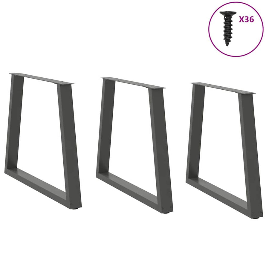Eettafelpoten 3 st V-vormig 80x(72-73,3) cm staal antraciet