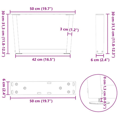 Eettafelpoten 2 st V-vormig 50x(30-31,3) cm staal antraciet
