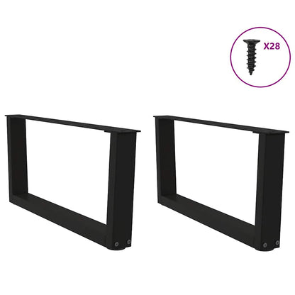 Eettafelpoten 2 st V-vormig 70x(30-31,3) cm staal zwart