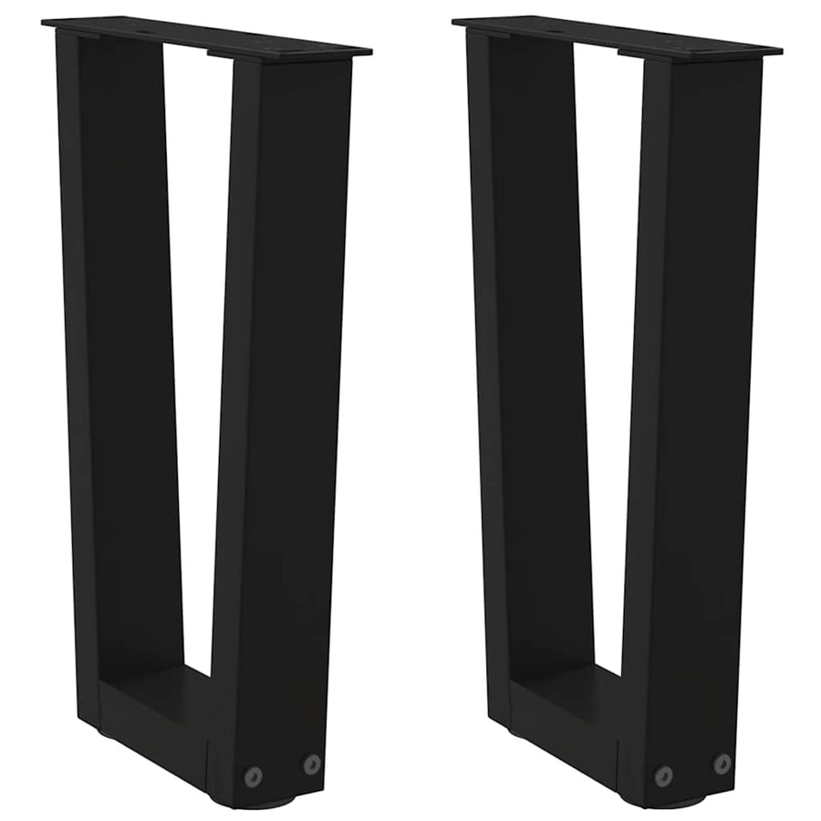 Eettafelpoten 2 st V-vormig 28x(42-43,3) cm staal zwart