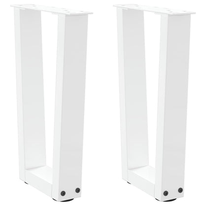 Eettafelpoten 2 st V-vormig 28x(42-43,3) cm staal wit