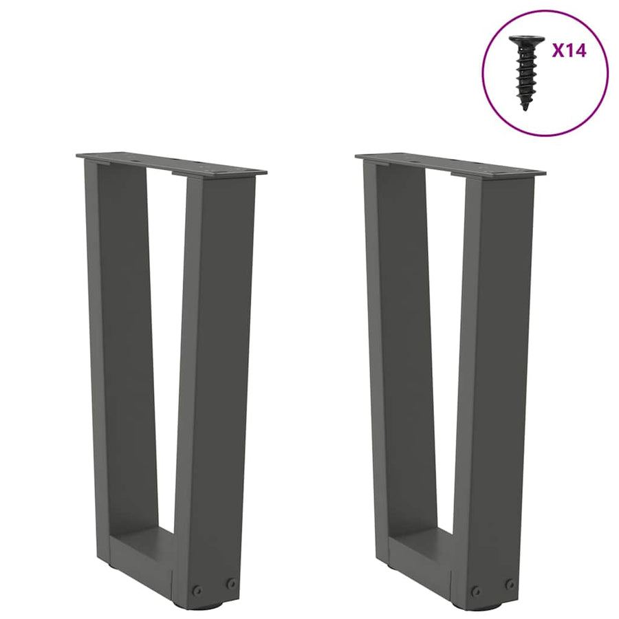 Eettafelpoten 2 st V-vormig 28x(42-43,3) cm staal antraciet
