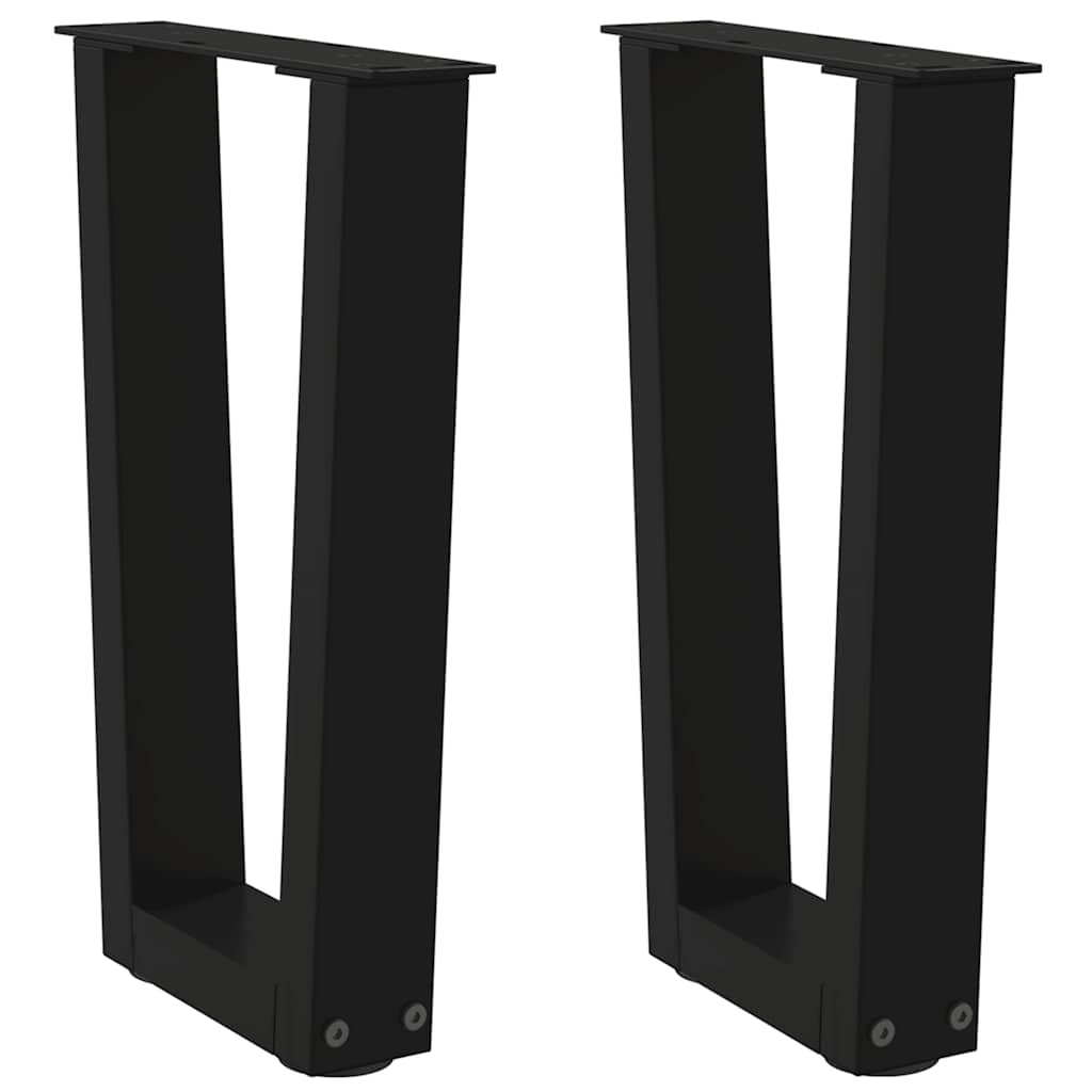 Eettafelpoten 2 st V-vormig 38x(42-43,3) cm staal zwart