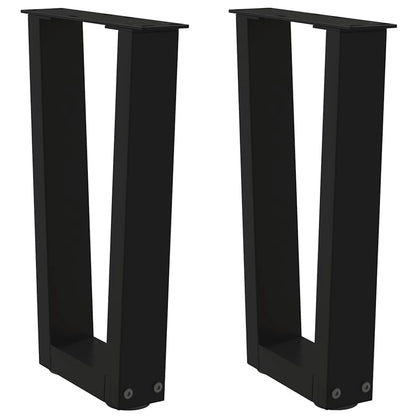 Eettafelpoten 2 st V-vormig 38x(42-43,3) cm staal zwart