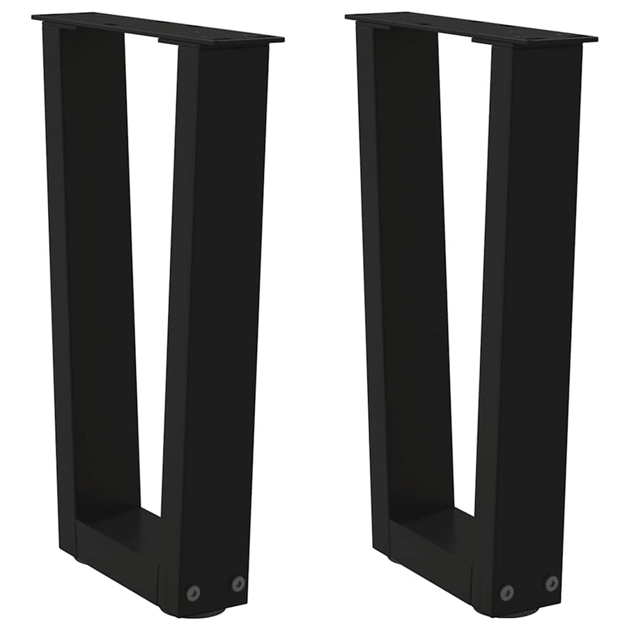 Eettafelpoten 2 st V-vormig 38x(42-43,3) cm staal zwart