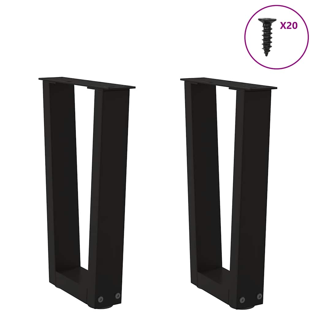 Eettafelpoten 2 st V-vormig 38x(42-43,3) cm staal zwart