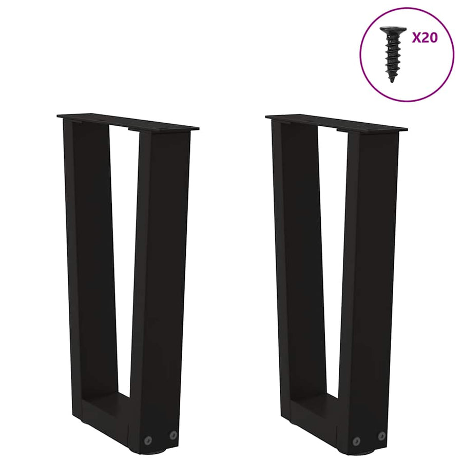 Eettafelpoten 2 st V-vormig 38x(42-43,3) cm staal zwart