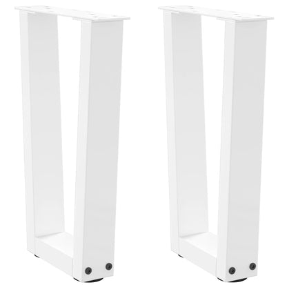 Eettafelpoten 2 st V-vormig 38x(42-43,3) cm staal wit