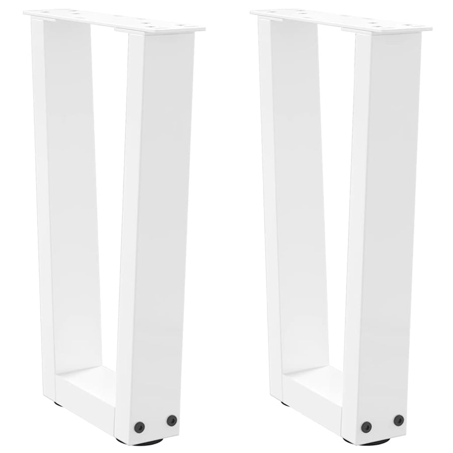 Eettafelpoten 2 st V-vormig 38x(42-43,3) cm staal wit