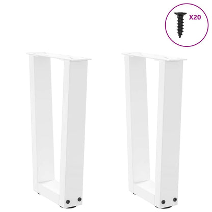 Eettafelpoten 2 st V-vormig 38x(42-43,3) cm staal wit