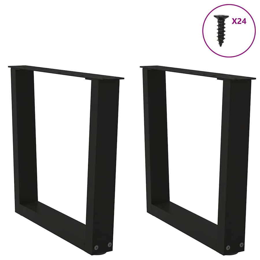 Eettafelpoten 2 st V-vormig 60x(42-43,3) cm staal zwart