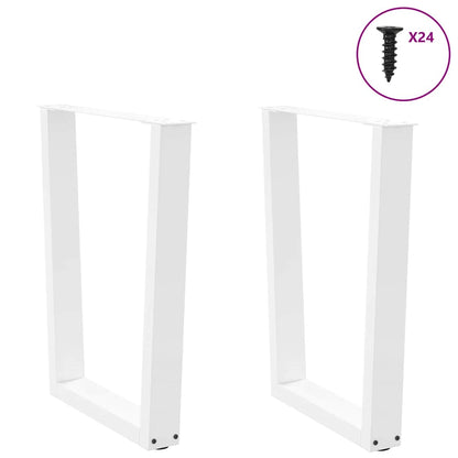 Eettafelpoten 2 St V-Vormig 60X(72-73,3) Cm Staal Wit 60 x (72-73.3) cm