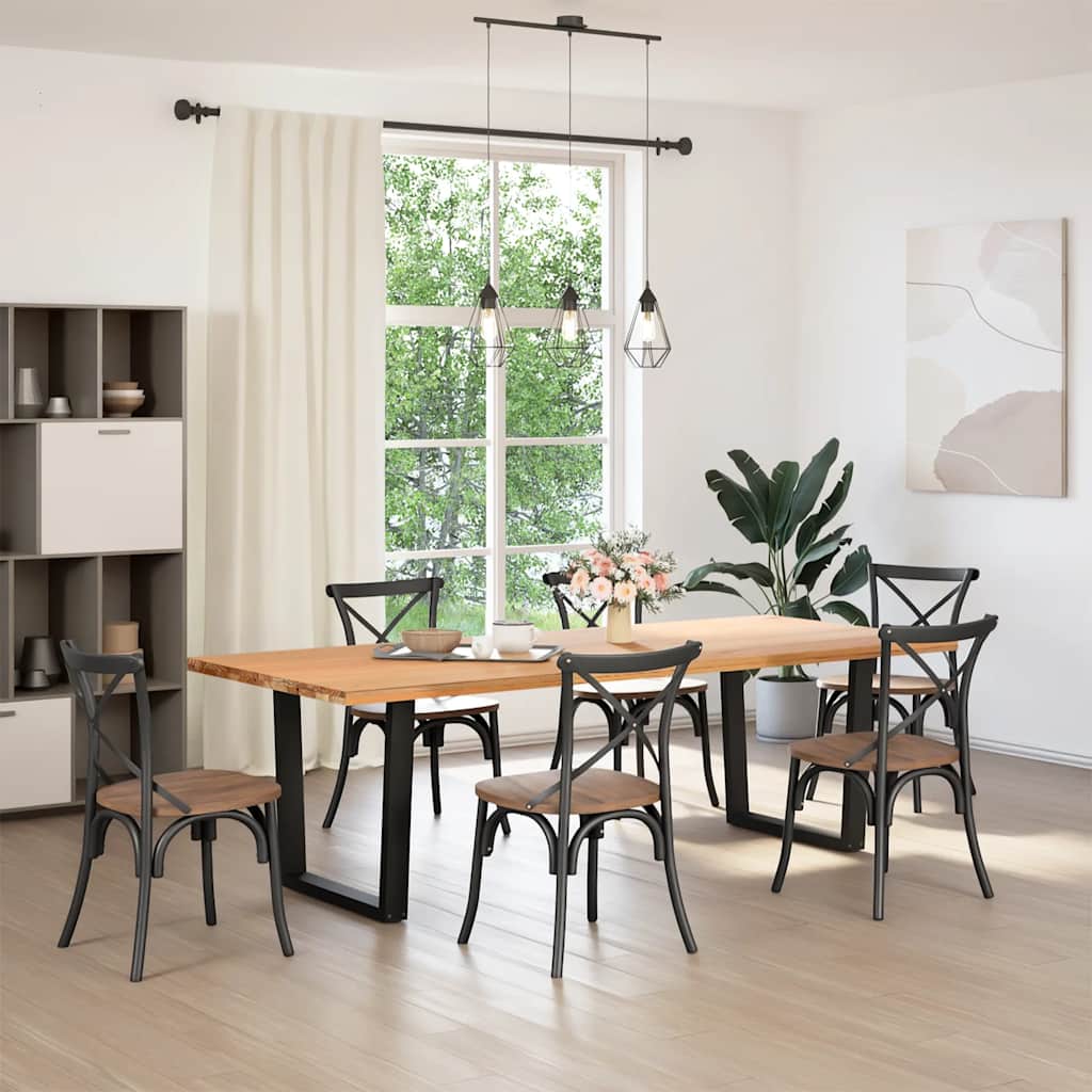 Eettafelpoten 2 st V-vormig 80x(72-73,3) cm staal zwart