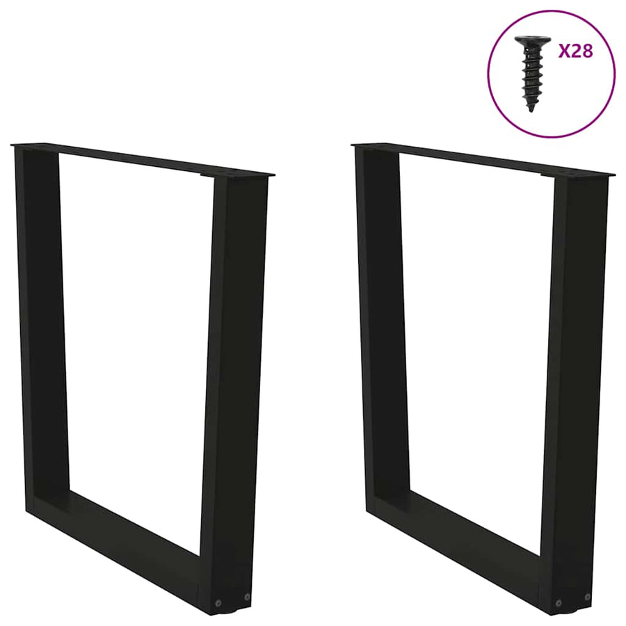Eettafelpoten 2 st V-vormig 80x(72-73,3) cm staal zwart