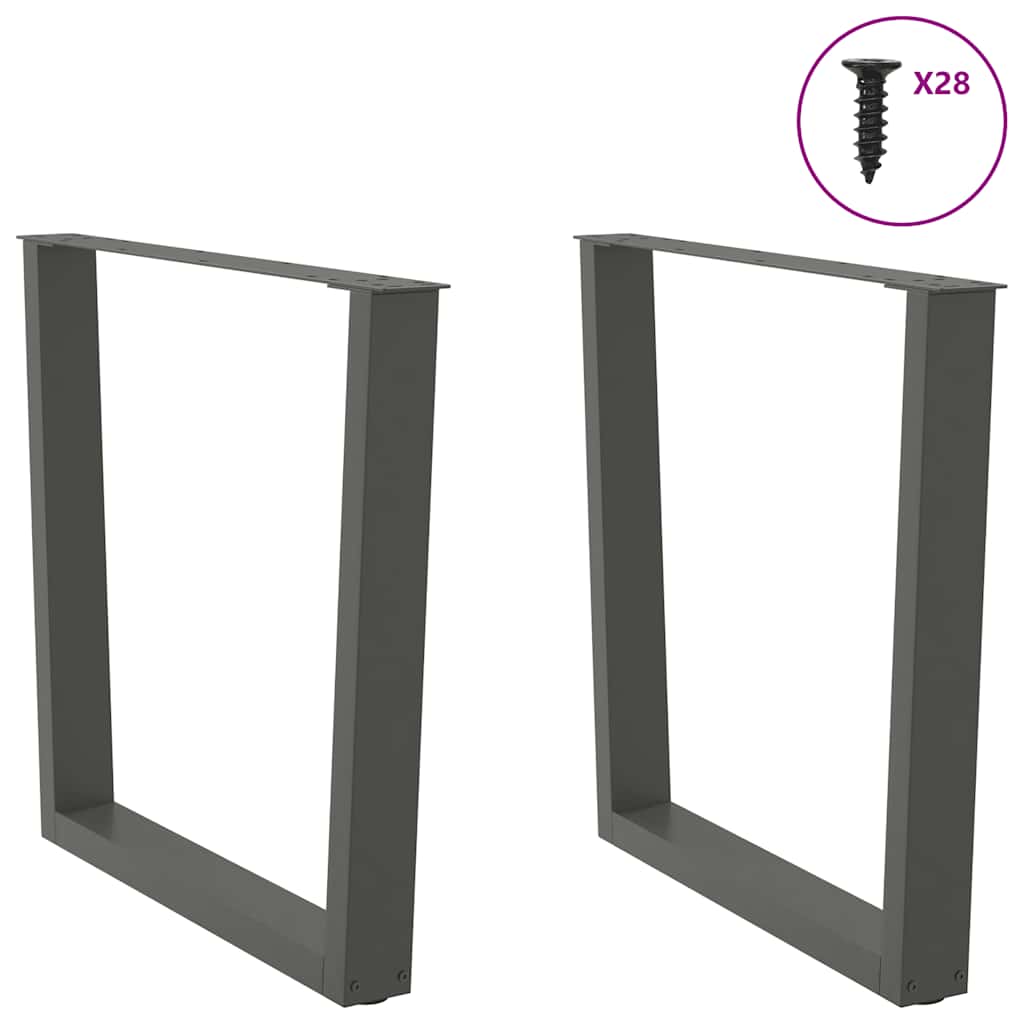 Eettafelpoten 2 st V-vormig 80x(72-73,3) cm staal antraciet