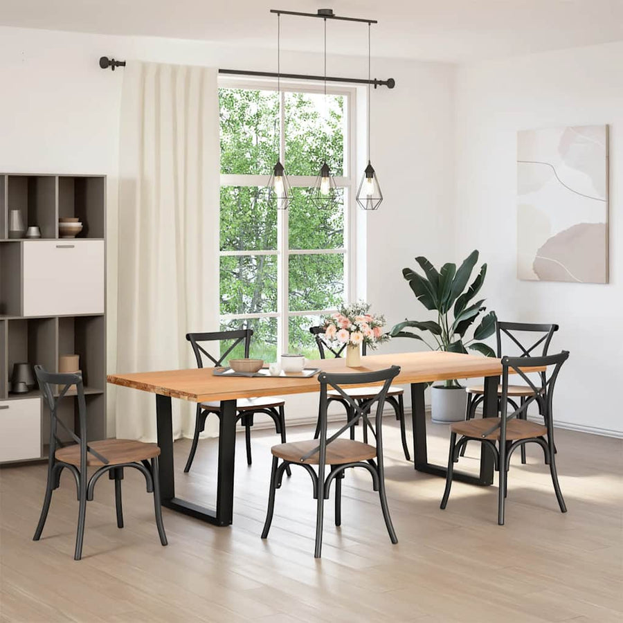 Eettafelpoten 2 st V-vormig 90x(72-73,3) cm staal zwart