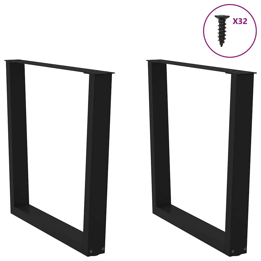 Eettafelpoten 2 st V-vormig 90x(72-73,3) cm staal zwart