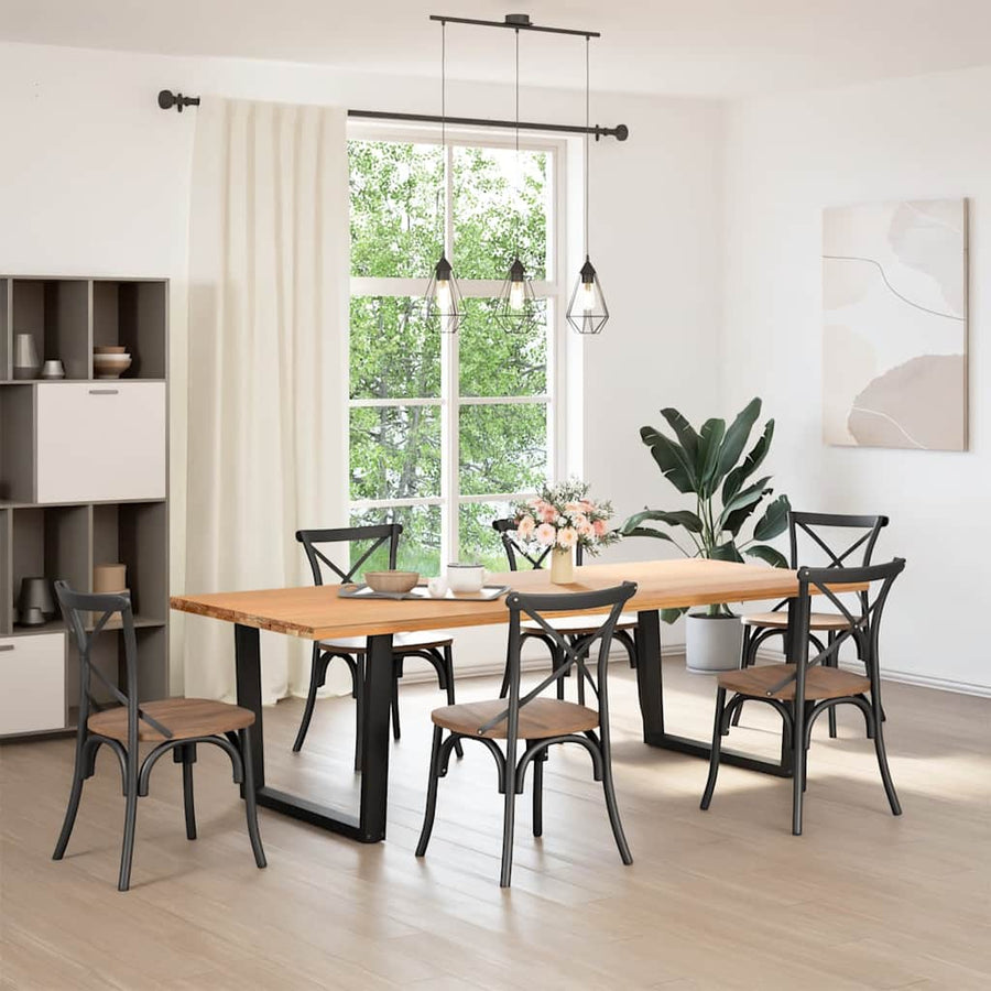 Eettafelpoten 2 st V-vormig 100x(72-73,3) cm staal zwart