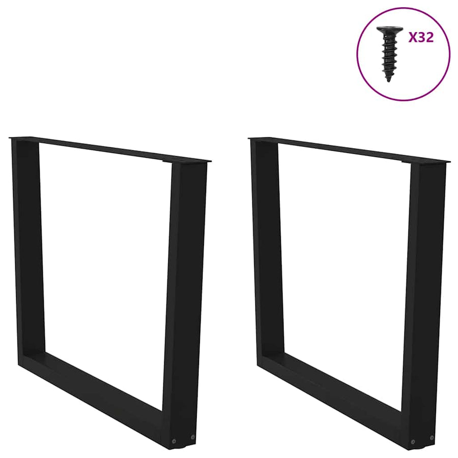 Eettafelpoten 2 st V-vormig 100x(72-73,3) cm staal zwart