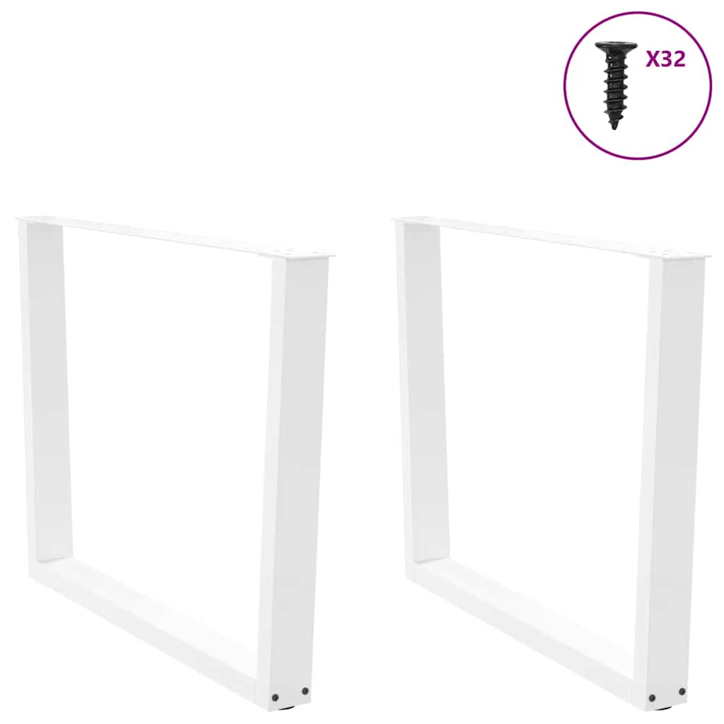Eettafelpoten 2 st V-vormig 100x(72-73,3) cm staal wit