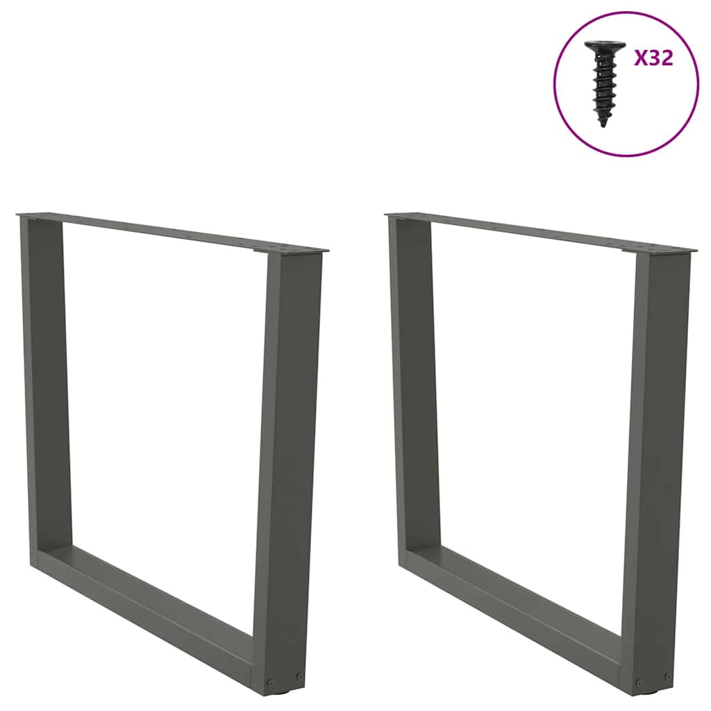 Eettafelpoten 2 st V-vormig 100x(72-73,3) cm staal antraciet