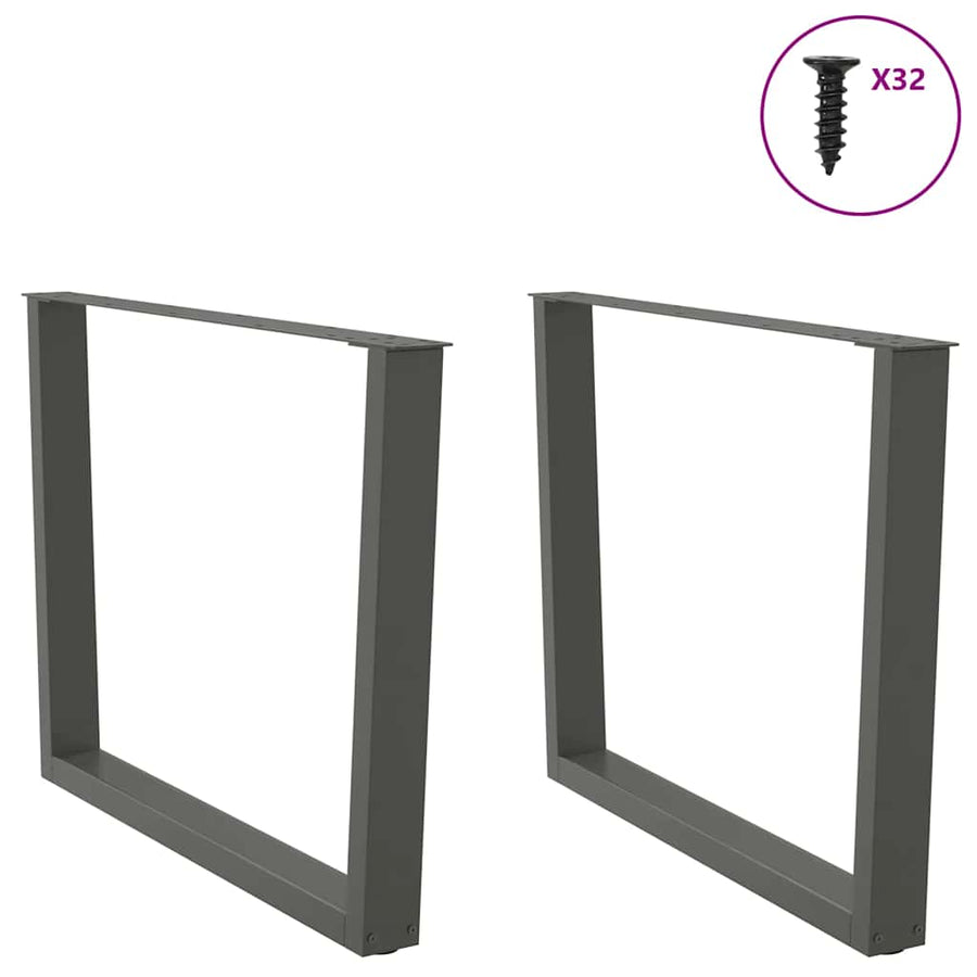 Eettafelpoten 2 st V-vormig 100x(72-73,3) cm staal antraciet