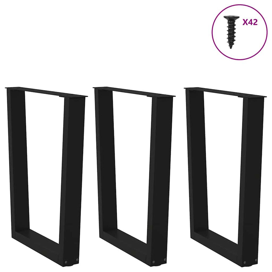 Eettafelpoten 3 st V-vormig 70x(72-73,3) cm staal zwart
