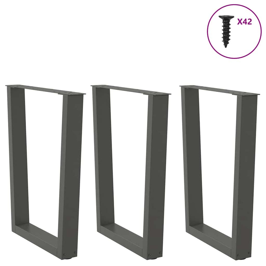 Eettafelpoten 3 st V-vormig 70x(72-73,3) cm staal antraciet