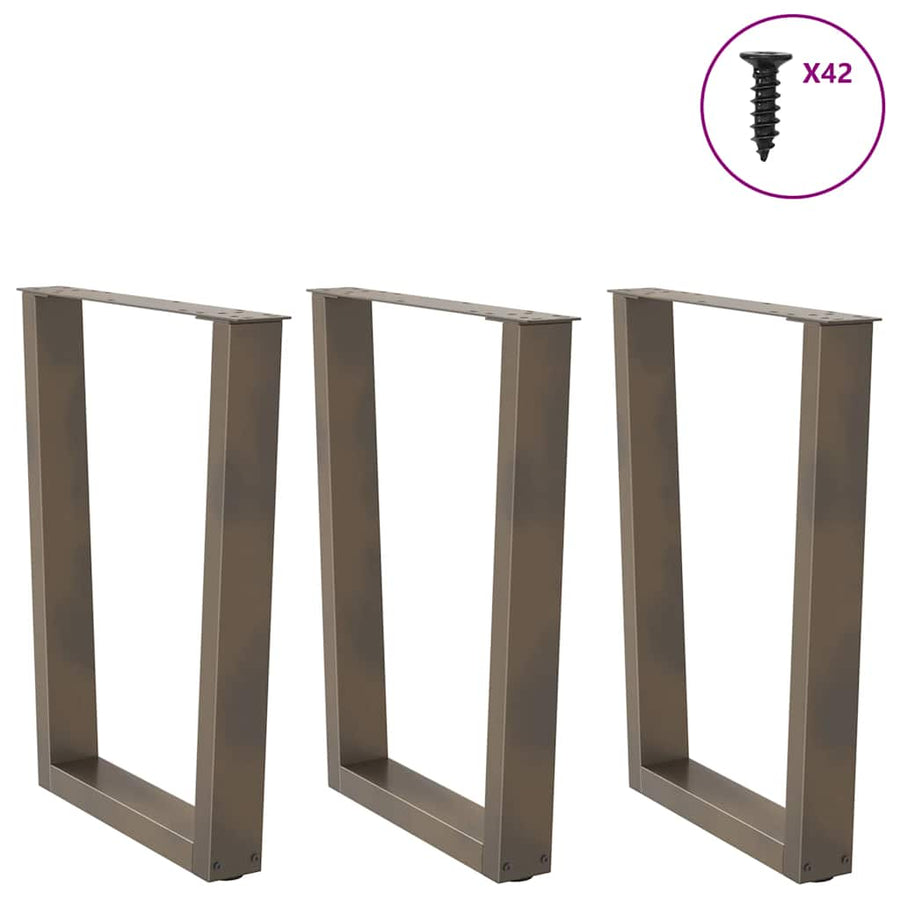 Eettafelpoten 3 st V-vormig 70x(72-73,3) cm staal naturel