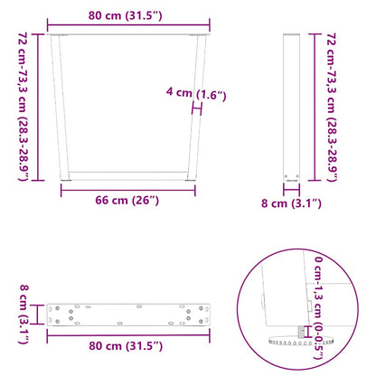 Eettafelpoten 3 st V-vormig 80x(72-73,3) cm staal antraciet