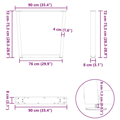 Eettafelpoten 3 st V-vormig 90x(72-73,3) cm staal antraciet