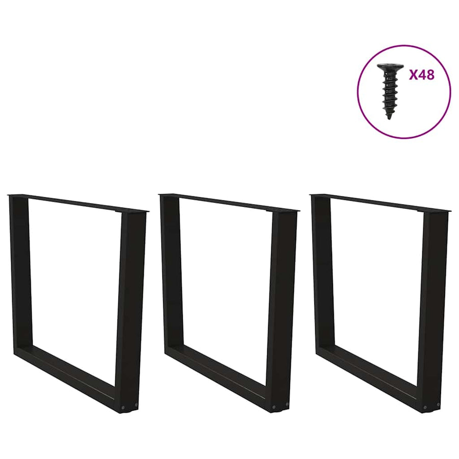 Eettafelpoten 3 st V-vormig 100x(72-73,3) cm staal zwart