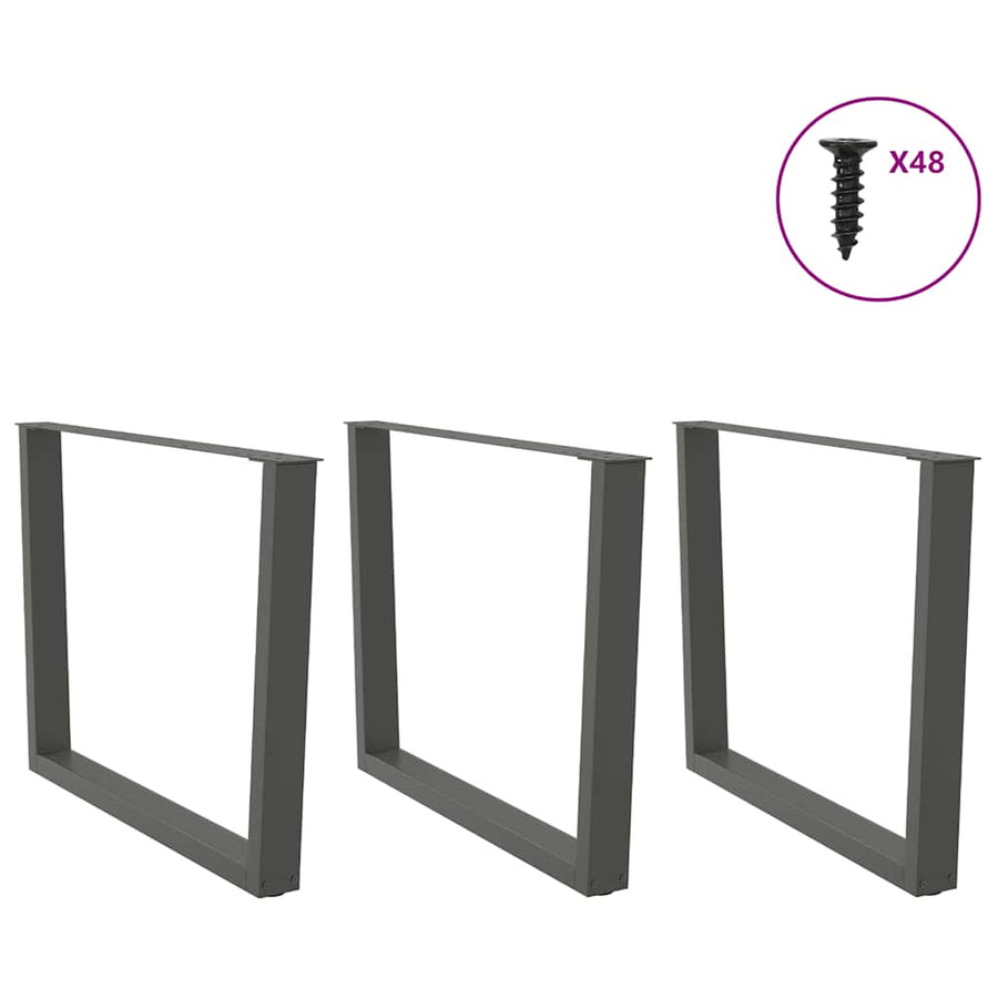 Eettafelpoten 3 st V-vormig 100x(72-73,3) cm staal antraciet