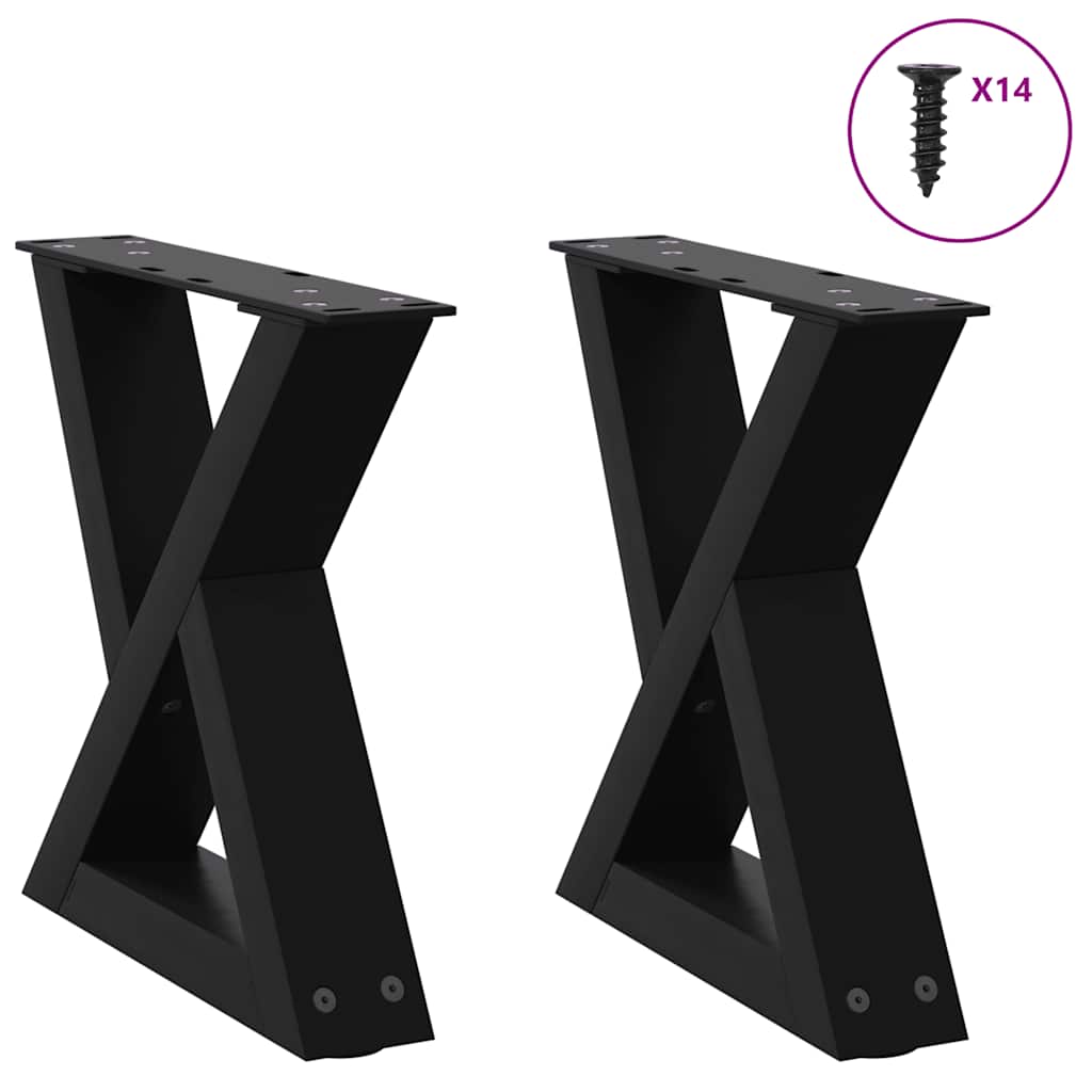 Salontafelpoten 2 st 30x(30-31,3) cm staal zwart
