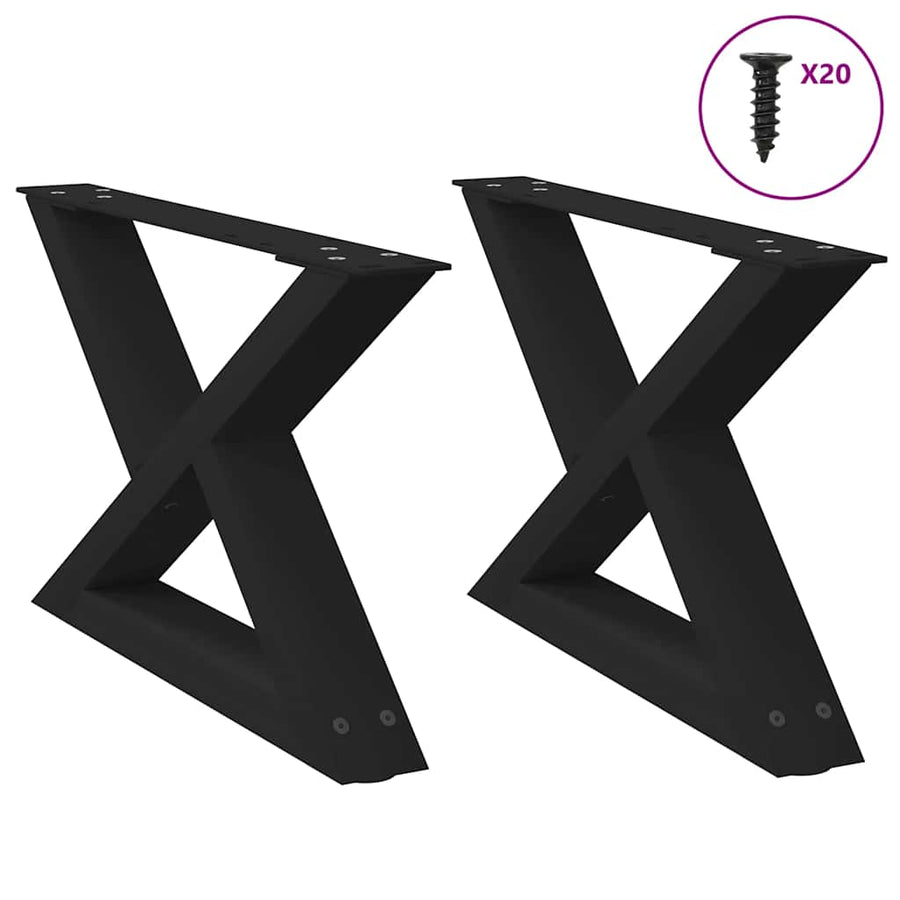 Salontafelpoten 2 st 50x(30-31,3) cm staal zwart