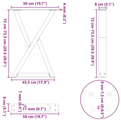 Eettafelpoten 2 st 50x(72-73,3) cm staal zwart