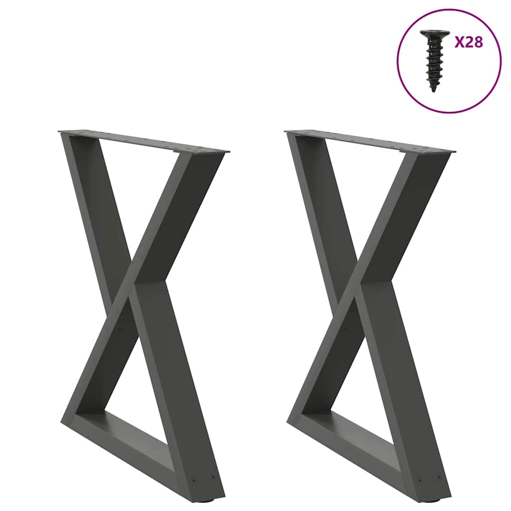 Eettafelpoten 2 st 70x(72-73,3) cm staal antraciet