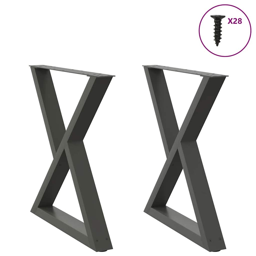 Eettafelpoten 2 St 80X(72-73,3) Cm Staal Antraciet Wit