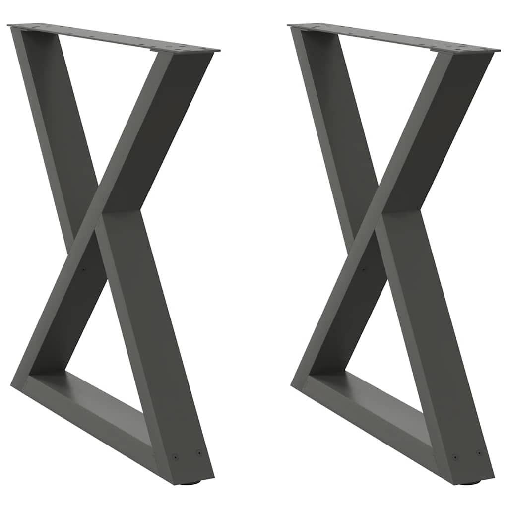 Eettafelpoten 2 St 80X(72-73,3) Cm Staal Antraciet Wit