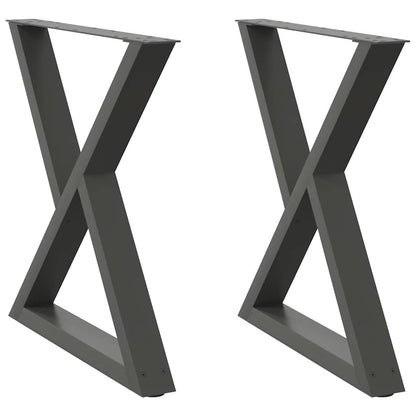Eettafelpoten 2 St 80X(72-73,3) Cm Staal Antraciet Wit