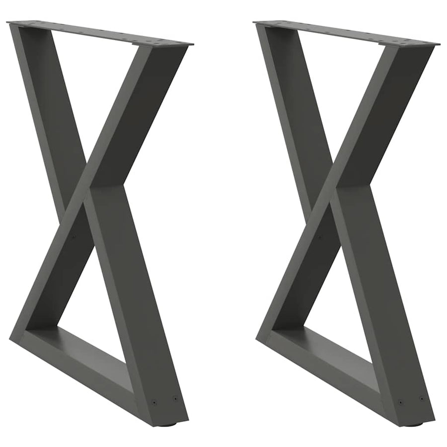 Eettafelpoten 2 St 80X(72-73,3) Cm Staal Antraciet Wit