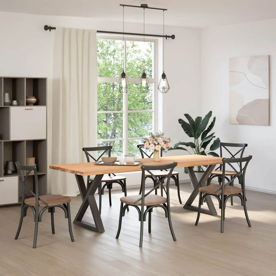 Eettafelpoten 2 St 80X(72-73,3) Cm Staal Antraciet Wit