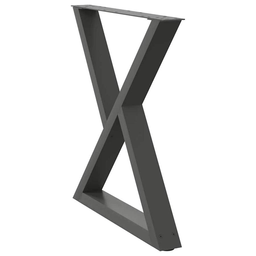Eettafelpoten 2 St 80X(72-73,3) Cm Staal Antraciet Wit