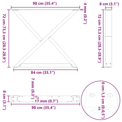 Eettafelpoten 2 st 90x(72-73,3) cm staal antraciet