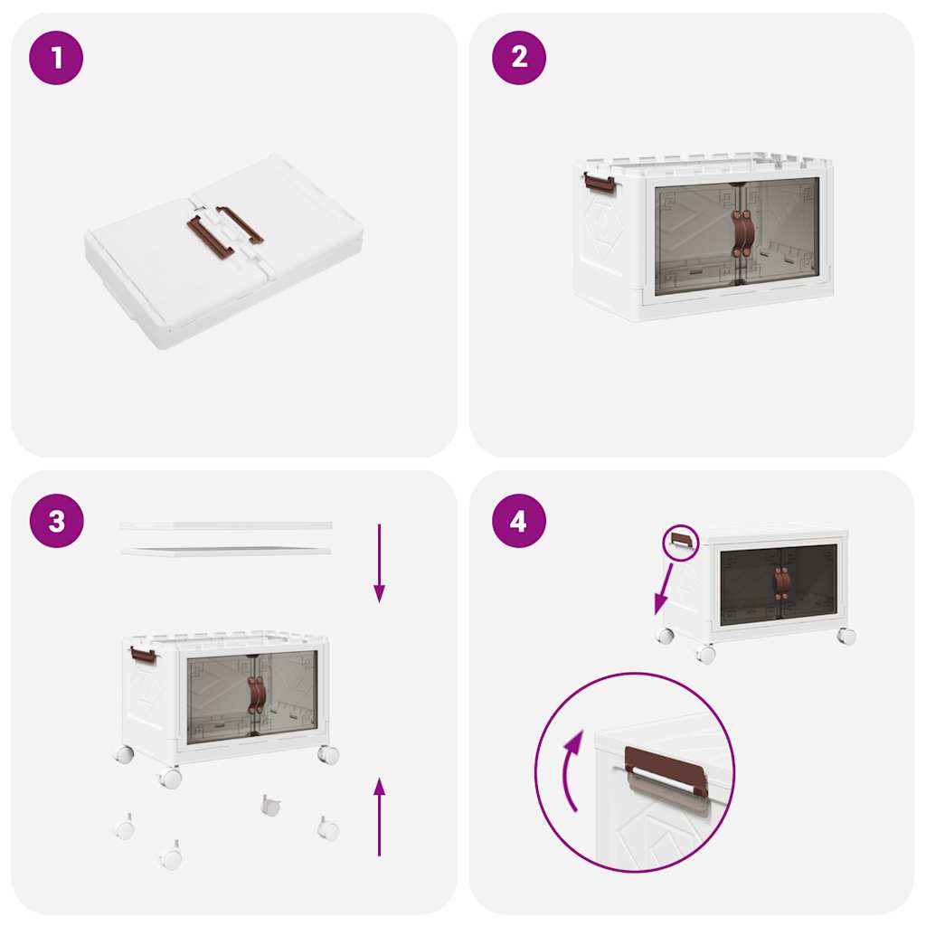 Opbergbox stapelbaar met wielen 28 L 48x29,5x33 cm