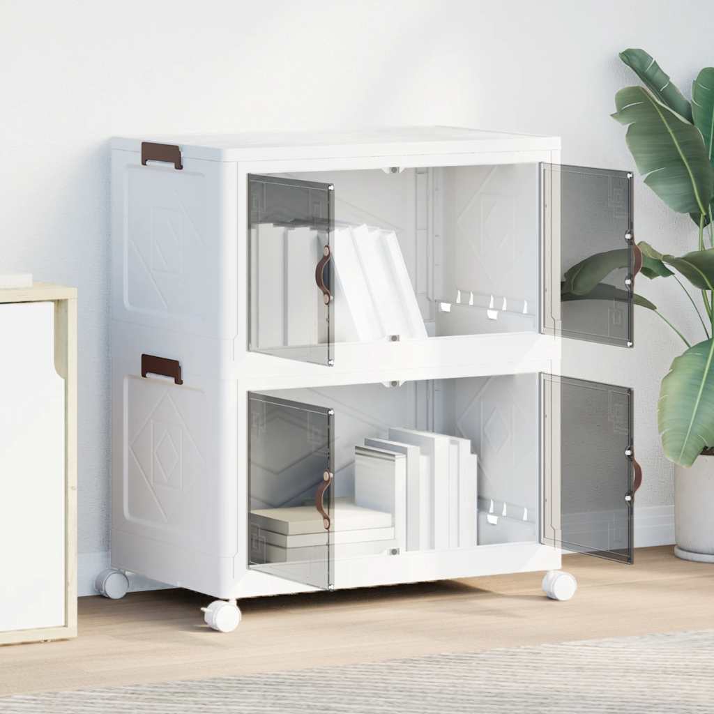 Opbergbox stapelbaar met wielen 2-laags 75 L 65x40x76 cm